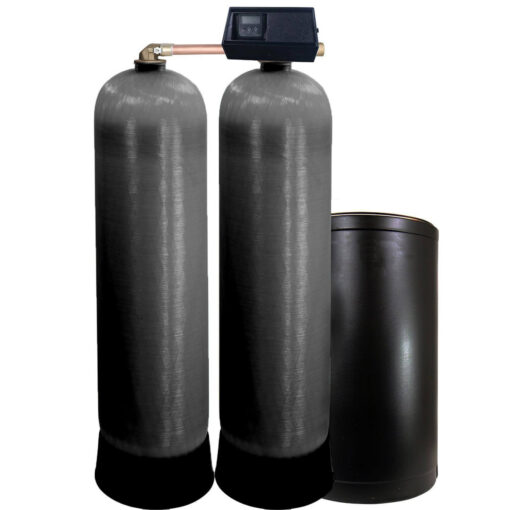 large dual commercial water softener with fleck 9100 SXT valve