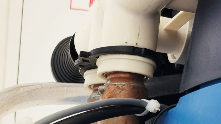 Downsized main water pipe for Ecowater water softener
