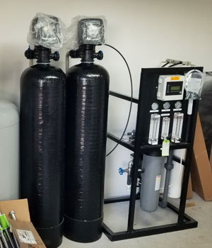 Medical and laboratory water softener and reverse osmosis