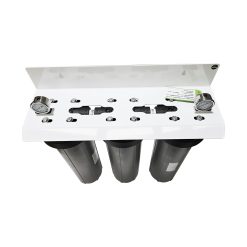 Top view of AXEON FSD-320, displaying the alignment of three Pentair® housings and the top-mounted 0 – 100 psi pressure gauge.